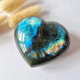 Moonlight Gemstones Labradoriet Hart pendant, XL 200-300 g, blauwe flash en sterrenpatroon
