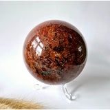 Strawberry quartz crystal sphere, polished reddish-brown ball, 60-75mm