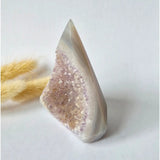 Moonlight Gemstones Druzy gray agate standing crystal with lilac crystals, #36 189g