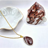 Goudkleurige agaat ketting met 25mm druppelvormige hanger van Moonlight Gemstones