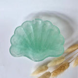 Edelsteen Carving Schaal Schelpvorm van Groene Fluoriet, Moonlight Gemstones