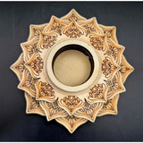 Houten bolhouder in lotusvorm voor kristalcadeau met gedetailleerde gravures, Moonlight Gemstones