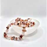 Kristal Edelsteen armband vuurkwarts, 19 cm, roze en amber tinten