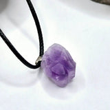 Ruwe amethist hanger op zwarte touwketting van Moonlight Gemstones
