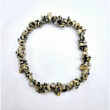 Dalmatian Jasper chip bracelet by Moonlight Gemstones, black-and-white speckled beads, 19 cm
