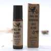 Roll-on essential oil blend GELUKKIG bottle and kraft box (2 pieces) by AW Gifts; spearmint, orange, myrrh.