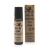 Roll-On Essential Oil Blend ENERGY by AW Gifts; brown glass bottle with black cap beside kraft box (two items).