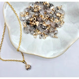 Goudkleurige ketting met hanger van ruwe Herkimer-diamant, 1 cm