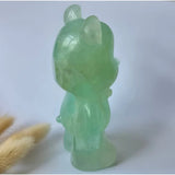 Green fluorite bear carving, 12 cm tall, 508 g