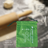 green-goose herbruikbare rPet broodjeszakjes, set van 2, 25x20 cm, groene zakjes met green-goose branding