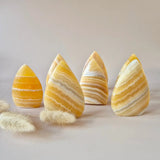 Gele calciet druppelvormige staande edelstenen, set van 4, 7–9 cm, Moonlight Gemstones