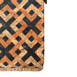 Kurk Telefoontasje Squares by green-goose; cork phone case with orange, black and beige geometric squares.