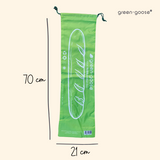 Stokbroodzak van green-goose, groen rPET, 70x21 cm met witte bladprint