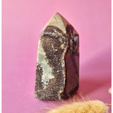 Druzy Septarian Toren – 455g Kracht & Spirituele Rust Drakensteen Septarie obelisk statement piece
