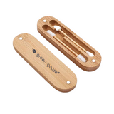 green-goose Bamboo reusable cotton swabs and makeup applicator set in a natural bamboo case