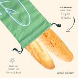 green-goose reusable rPET baguette bag 70x21cm in green with two baguettes, eco material from 5 recycled PET bottles