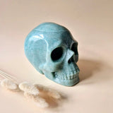 XXL Amazoniet schedel Moonlight Gemstones, tealgroene gepolijste edelsteen