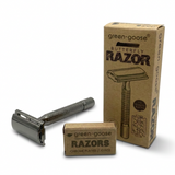 green-goose Klassieke Scheerset - Zwart; chrome razor with 1 blade box and 1 packaging box