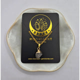 Goudkleurige ketting met ruwe rookkwarts hanger (1 cm), Moonlight Gemstones.