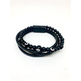 Gevlochten leren armband met zwarte turksoog - mystieke elegantie en bescherming X6