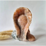 Native American Mannenbuste van Oranje Calciet – ca. 10 cm Edelsteen Carving (indiaan)
