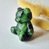 Moonlight Gemstones Edelstein facet bear 4cm Ruby in Zoisite crystal carving, green with black specks