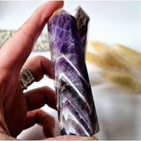 Edelsteen Dream Chevron Amethist Obelisk Tower, purple, 10 cm, Moonlight Gemstones