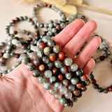 Edelsteen armband met 8mm Afrikaanse Bloedsteen kralen, Moonlight Gemstones