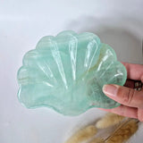 Green fluorite seashell carving dish by Moonlight Gemstones