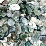 Moonlight Gemstones moss agate chips, 100 g bag, 1–3 cm green and white tumbled stones