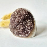 Druzy Agaat uit Uruguay – 260 g, Moonlight Gemstones geode met paarse kristallen
