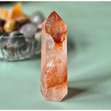 Moonlight Gemstones Edelsteen Fire Quartz Toren, 80–100 g, oranje kristalltoren voor innerlijke kracht en focus