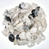 Tourmaline rutilated quartz chips, 1–3 cm, 100 g bag, Moonlight Gemstones