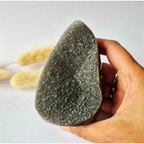 Druzy Agate from Uruguay, 282 g teardrop-shaped natural geode by Moonlight Gemstones with gray crystals