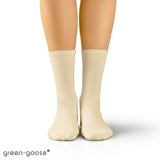 green-goose Bamboe damessokken, crème beige, merklogo zichtbaar.