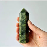 Moonlight Gemstones Edelsteen Groene Jade Obelisk Toren, 9–10 cm hoog, 2 cm dik