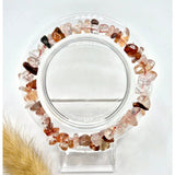 Kristal Edelsteen Armband Vuurkwarts, 19 cm, roze/oranje stenen, Moonlight Gemstones