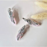 Rozenkwarts edelsteenhanger met sierlijke zilveren houder, 4,5 cm, set van 3