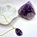Goudkleurige amethist ketting met 25mm ovale hanger, Moonlight Gemstones