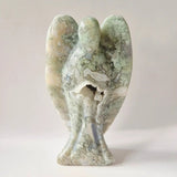 Moonlight Gemstones Druzy agate angel statue, 15 cm tall, pale green-white stone, about 500 g
