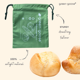 green-goose reusable rPet bread bags, set of 2, 25x20 cm; green drawstring bags with logo