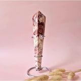 Moonlight Gemstones Edelsteen Wand scepter in pink marbled stone, 15–18 cm tall