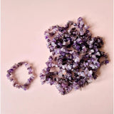 Amethyst chip bracelet and ring set with purple stones by Moonlight Gemstones