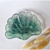 Edelsteen carving schaal schelpvorm van groene fluoriet, Moonlight Gemstones