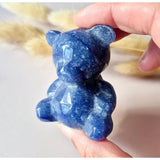 Bear crystal carving blue aventurine by Moonlight Gemstones