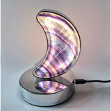 Candy fluoriet maanlamp op zilverkleurige basis met dimbare LED en USB – Moonlight Gemstones