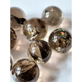 Smoky quartz crystal spheres with rainbow iridescence, 1.5–2 cm, Moonlight Gemstones