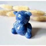 Crystal bear carving in blue aventurine by Moonlight Gemstones