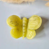 Edelsteen 3D Vlinder serpentijn, geel, Moonlight Gemstones, 6x5 cm