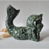 Groene Jade Zeemeermin, Moonlight Gemstones, 13 cm, 600–700 g Edelsteen Carving